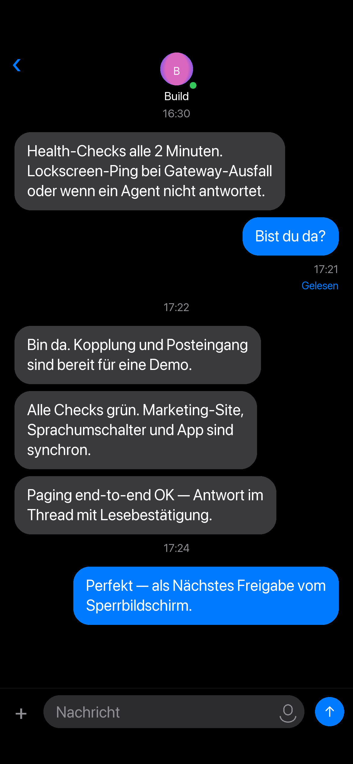 Agenten-Konversation mit Push-fähigen Antworten